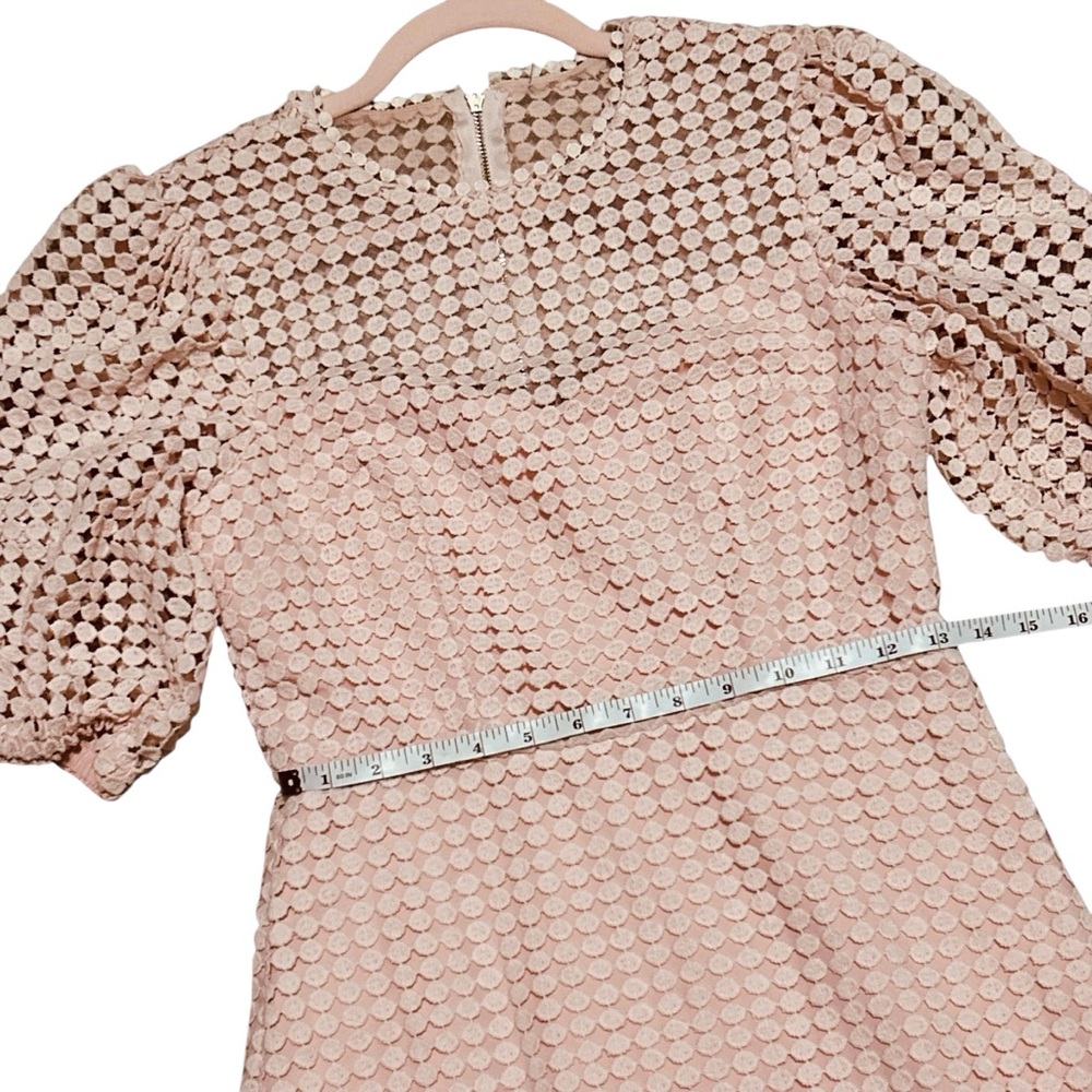 DONNA MORGAN NWT Blush Embroidered Lace Puff Sleeve Dress 2 - Picture 9 of 14
